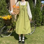 2023 New Sweet Japanese Style Two-Piece Pinafore Dress Set for Petite Women