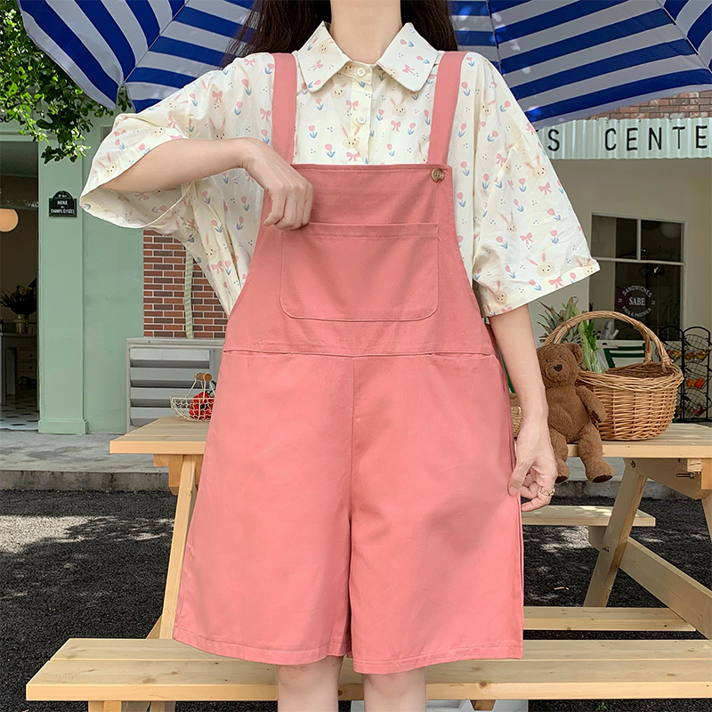 Women's Loose Overalls Set with Printed Shirt 2023 Summer Two-Piece - Image 3