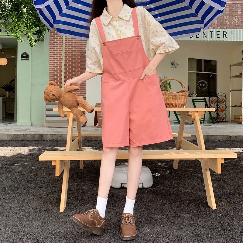 Women's Loose Overalls Set with Printed Shirt 2023 Summer Two-Piece - Image 4