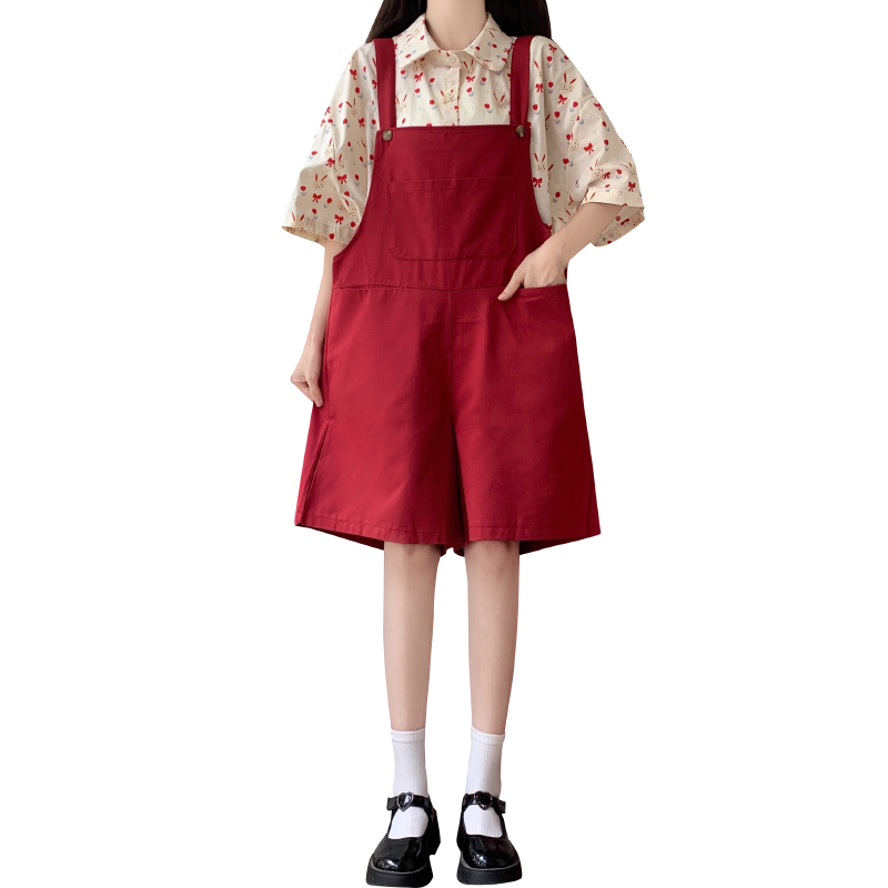 Women's Loose Overalls Set with Printed Shirt 2023 Summer Two-Piece - Image 5