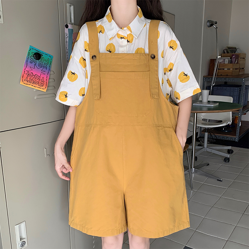 Japanese Retro Overall Shorts Set Summer New Academy Style Age-Reducing Loose Slimming Drawstring Overalls - Image 3