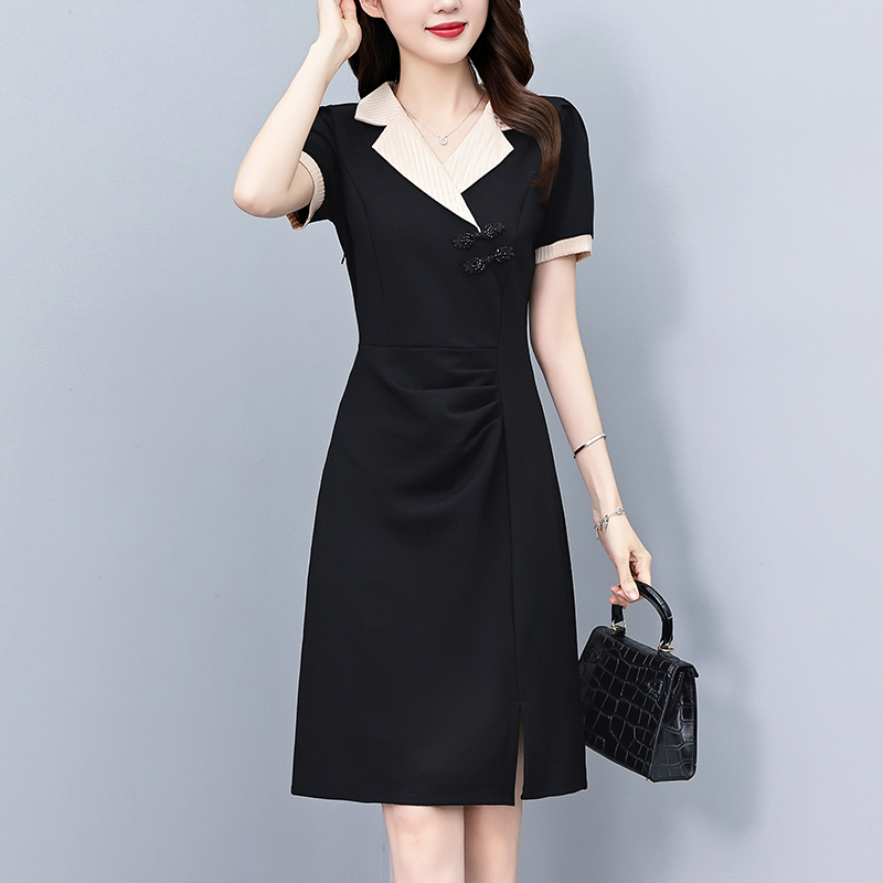 Striped Plus Size Short Sleeve A-Line Dress with Color Block