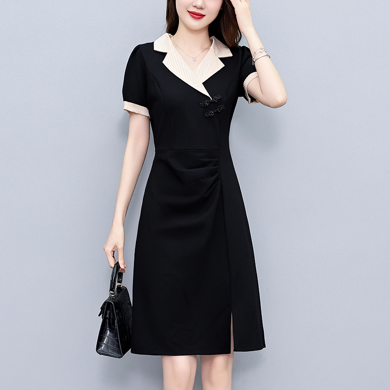 Striped Plus Size Short Sleeve A-Line Dress with Color Block - Image 2