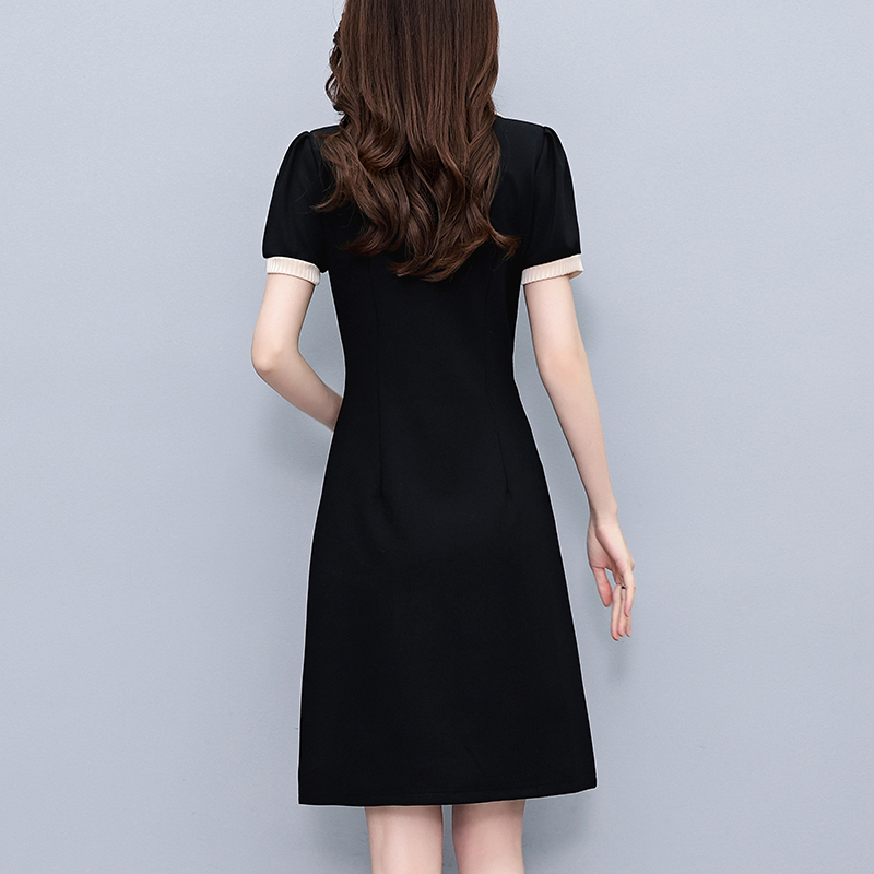 Striped Plus Size Short Sleeve A-Line Dress with Color Block - Image 4
