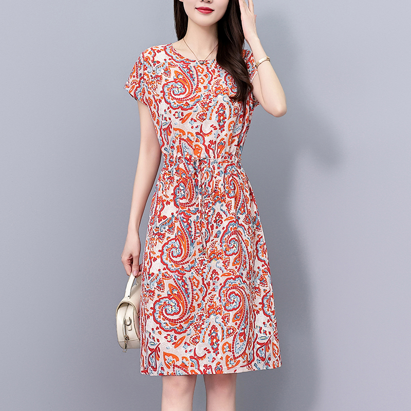 Summer Floral Print Short Sleeve Plus Size Dress