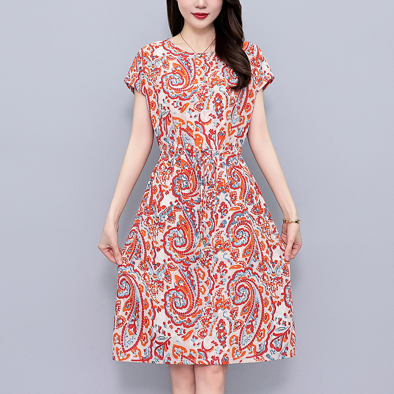Summer Floral Print Short Sleeve Plus Size Dress - Image 2