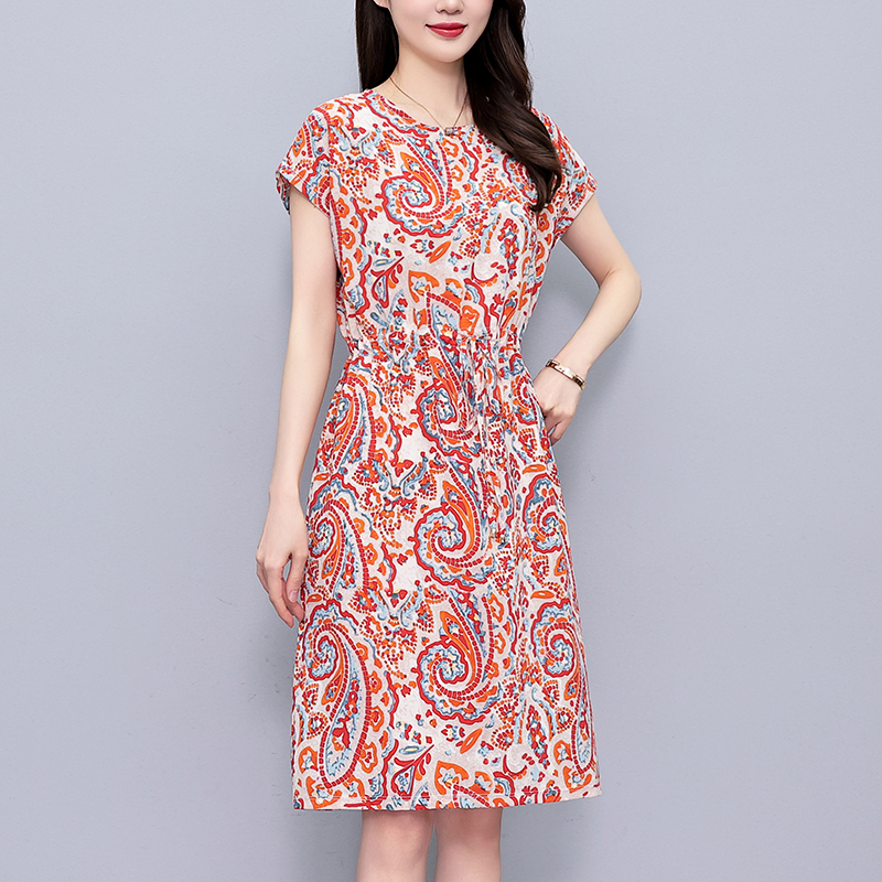 Summer Floral Print Short Sleeve Plus Size Dress - Image 3