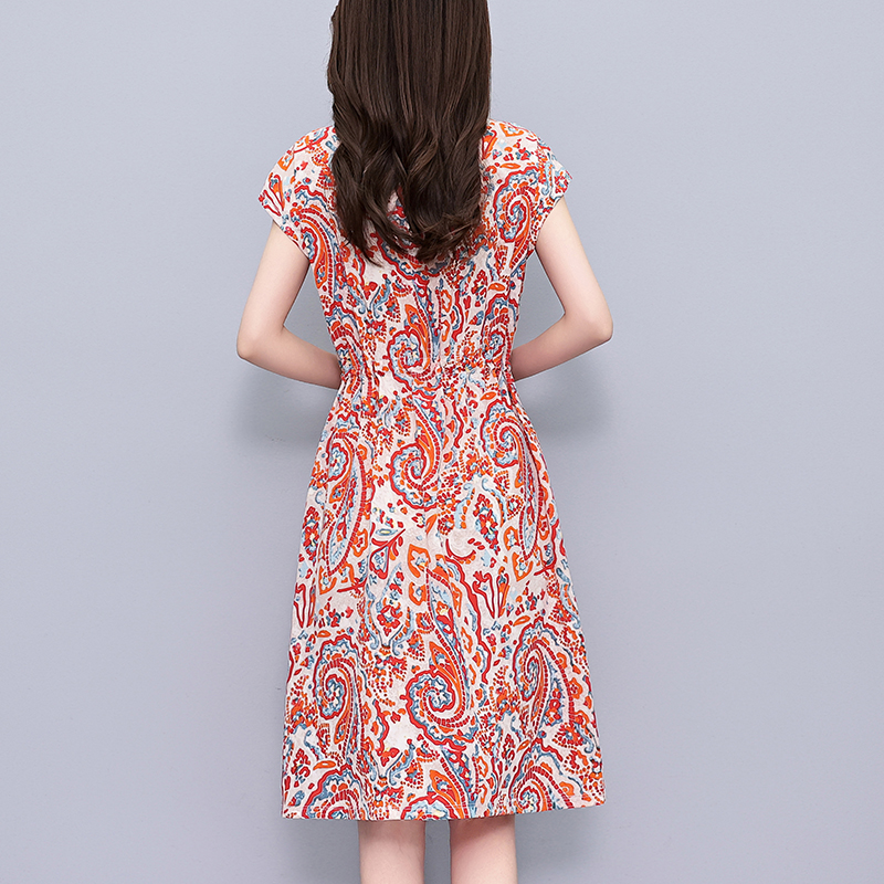 Summer Floral Print Short Sleeve Plus Size Dress - Image 4