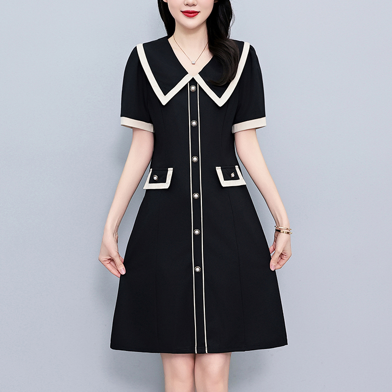 Fashionable Loose Slimming Color Block Plus Size Women's Short Sleeve Dress Summer New Style - Image 2