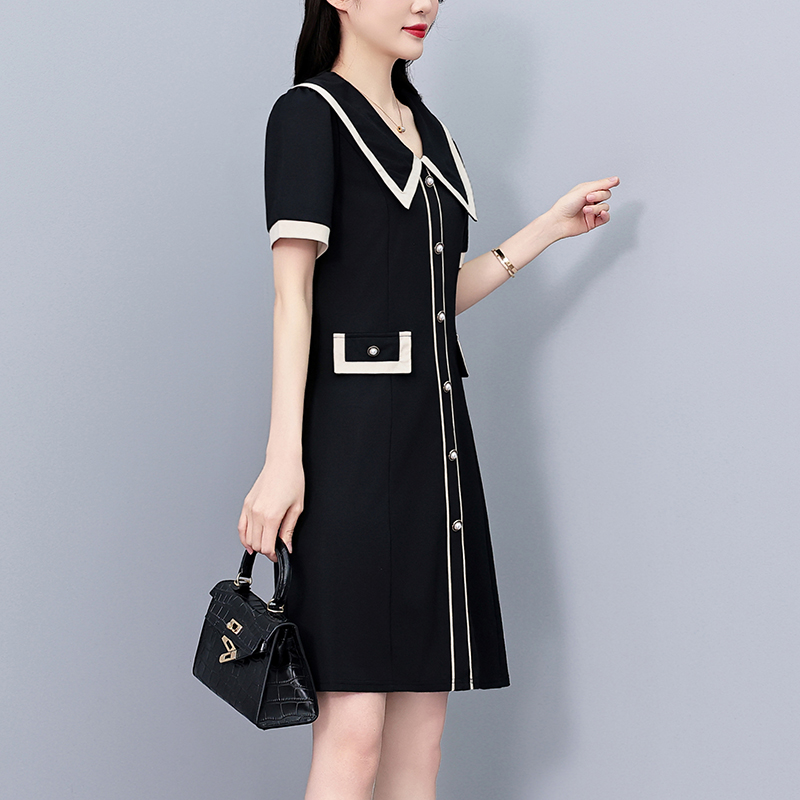 Fashionable Loose Slimming Color Block Plus Size Women's Short Sleeve Dress Summer New Style - Image 3