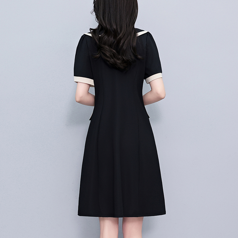 Fashionable Loose Slimming Color Block Plus Size Women's Short Sleeve Dress Summer New Style - Image 4