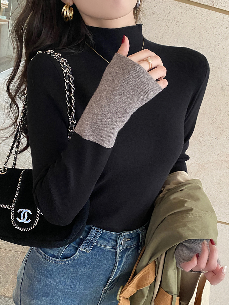Women's Half Turtleneck Knit Sweater Fall Winter Long Sleeve Pullover Top - Image 4
