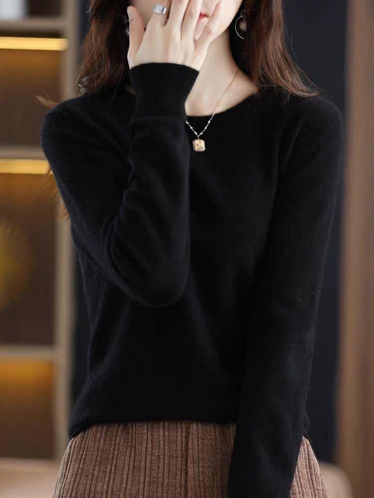 Women's Solid Crew Neck Knit Sweater 2026 Fall Winter Pullover - Image 4